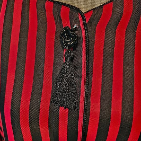 Vintage Boho Red Black Striped Blouse Womans Sz 24W Retro Y2K - Picture 7 of 11